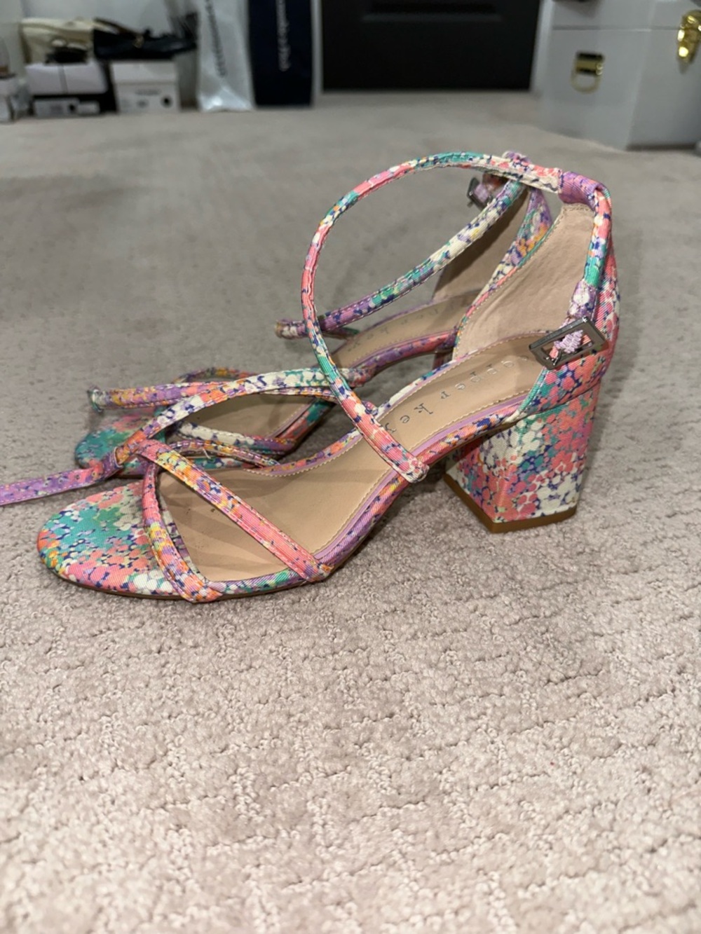 Copper Key Multicolor Floral Strappy Block Heel Sandal
